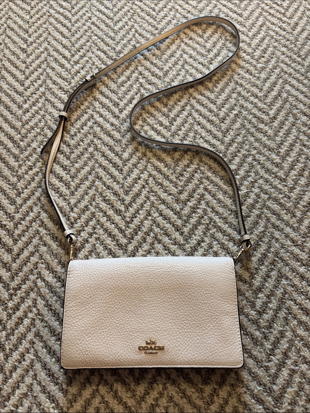 Coach Anna Foldover Clutch Crossbody in Chalk